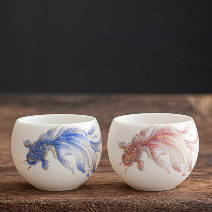 Tasse à thé en céramique blanche en porcelaine avec Buddha Stones