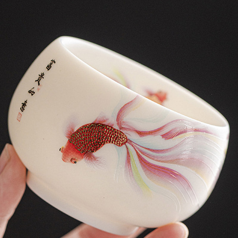 Tasse à thé en céramique blanche en porcelaine avec Buddha Stones