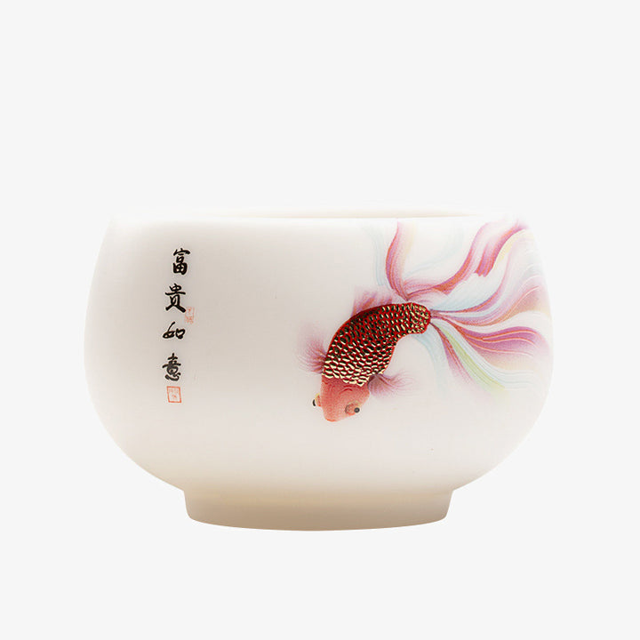 Tasse à thé en céramique blanche en porcelaine avec Buddha Stones