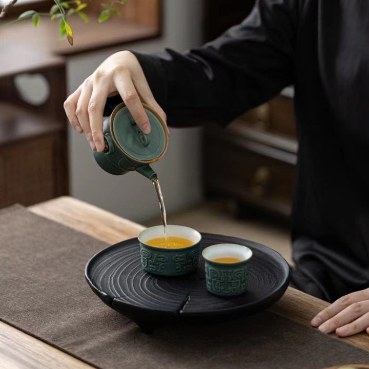 Tasse à thé en céramique de Sanxingdui Buddha Stones Tasse à thé Kung Fu avec sac