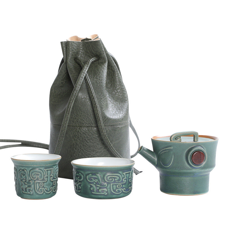 Tasse à thé en céramique de Sanxingdui Buddha Stones Tasse à thé Kung Fu avec sac