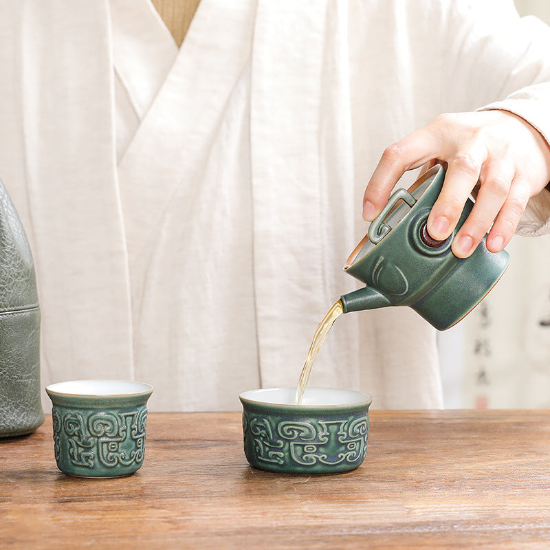 Tasse à thé en céramique de Sanxingdui Buddha Stones Tasse à thé Kung Fu avec sac