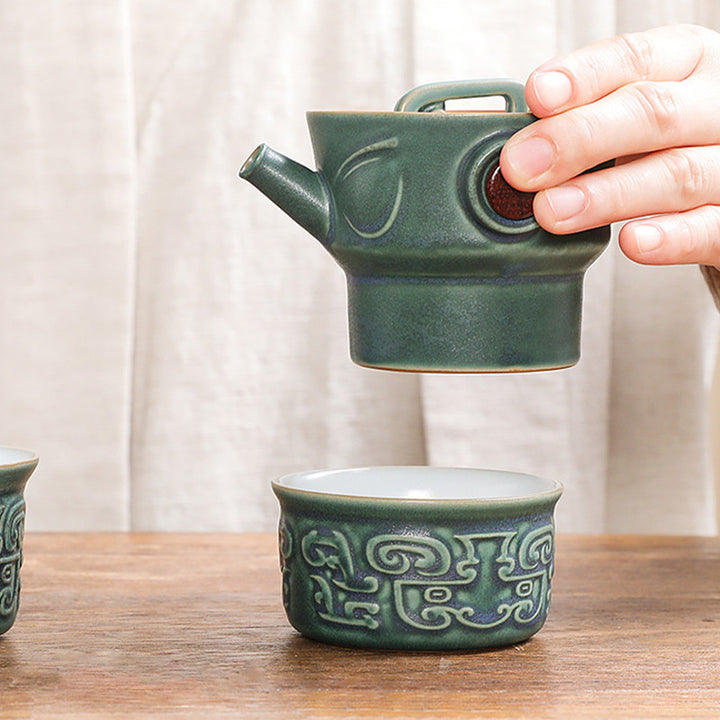 Tasse à thé en céramique de Sanxingdui Buddha Stones Tasse à thé Kung Fu avec sac