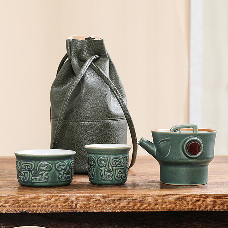Tasse à thé en céramique de Sanxingdui Buddha Stones Tasse à thé Kung Fu avec sac