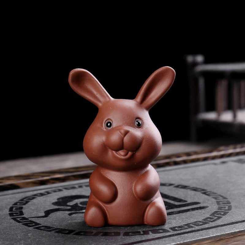 Buddha Stones Zodiaque chinois Argile violette Richesse Céramique Thé Animal de compagnie Figurine Décoration - Lapin 4,2 cm x 4,4 cm x 7,8 cm - image 9