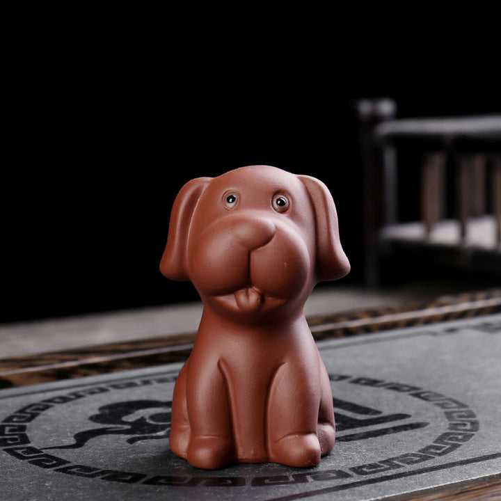 Buddha Stones Zodiaque chinois Argile violette Richesse Céramique Thé Animal de compagnie Figurine Décoration - Chien 4 cm x 5,4 cm x 7 cm - image 15
