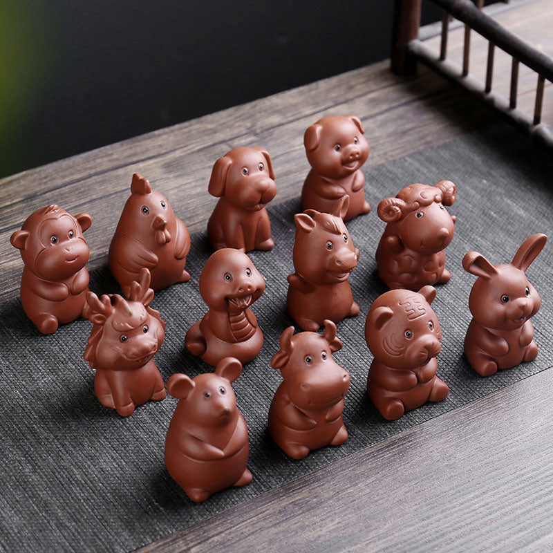 Buddha Stones Zodiaque chinois Argile violette Richesse Céramique Thé Animal de compagnie Figurine Décoration - image 0