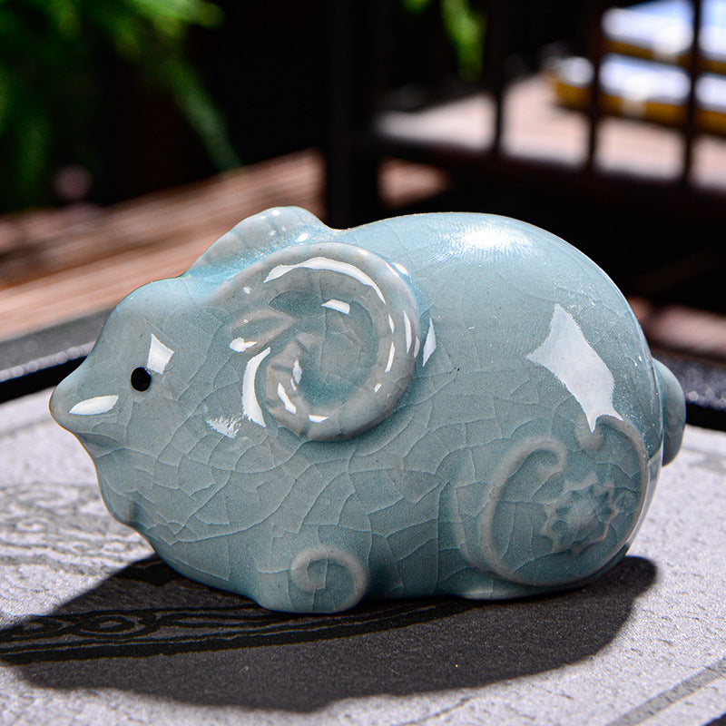 Buddha Stones Zodiaque chinois Richesse Thé en céramique Animal de compagnie Figurine Décoration de la maison - Chèvre 8cm*5cm*4.5cm - image 16