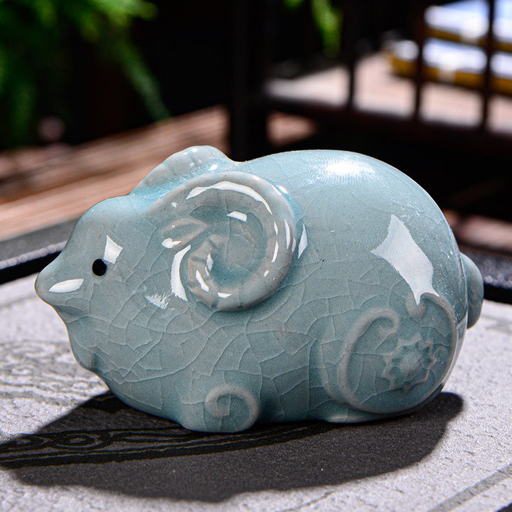 Buddha Stones Zodiaque chinois Richesse Thé en céramique Animal de compagnie Figurine Décoration de la maison - Chèvre 8cm*5cm*4.5cm - image 16