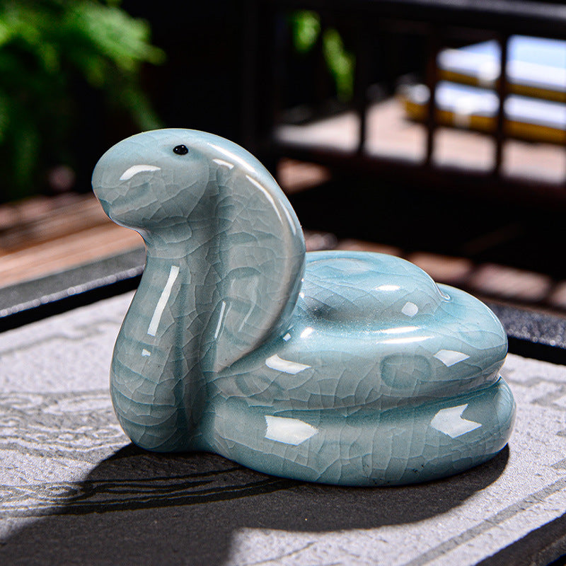 Buddha Stones Zodiaque chinois Richesse Thé en céramique Animal de compagnie Figurine Décoration de la maison - Serpent 8cm*5cm*5,5cm - image 12