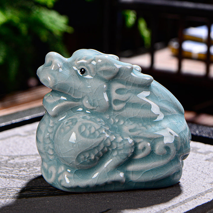 Buddha Stones Zodiaque chinois Richesse Thé en céramique Animal de compagnie Figurine Décoration de la maison - Dragon 7cm*5cm*6cm - image 2