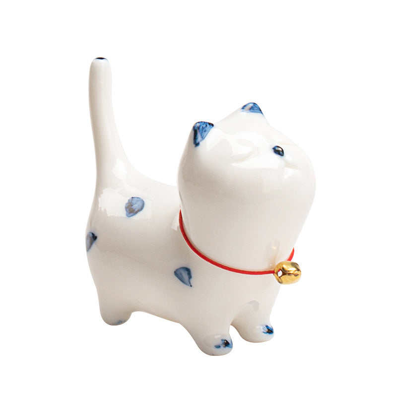 Figurine de Buddha Stones porte-bonheur en céramique en forme de chat blanc porte-bonheur en forme de chaton - image 12