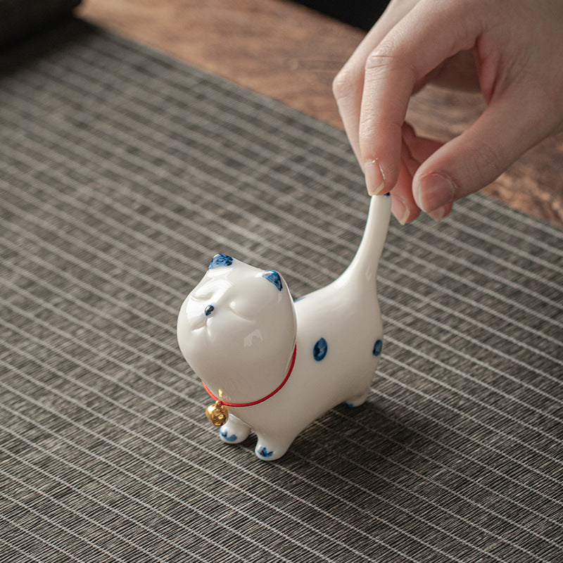 Figurine de Buddha Stones porte-bonheur en céramique en forme de chat blanc porte-bonheur en forme de chaton - image 3