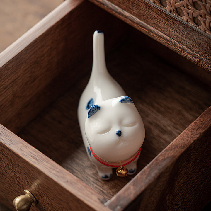 Figurine de Buddha Stones porte-bonheur en céramique en forme de chat blanc porte-bonheur en forme de chaton - image 3