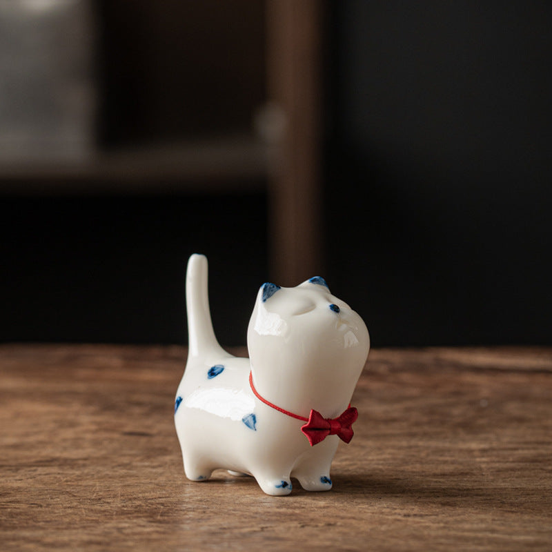 Figurine de Buddha Stones porte-bonheur en céramique en forme de chat blanc porte-bonheur en forme de chaton - image 14