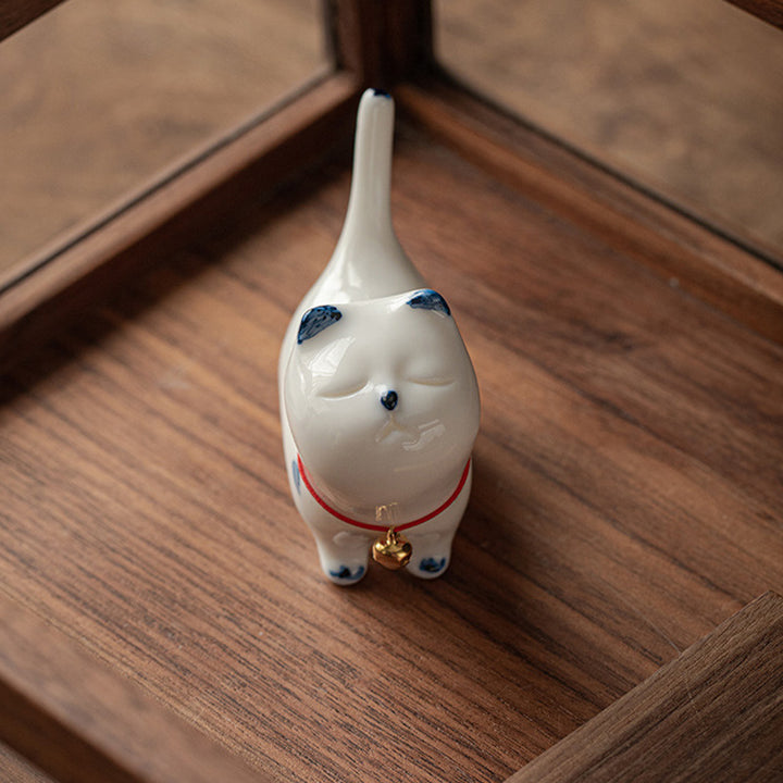 Figurine de Buddha Stones porte-bonheur en céramique en forme de chat blanc porte-bonheur en forme de chaton - image 7