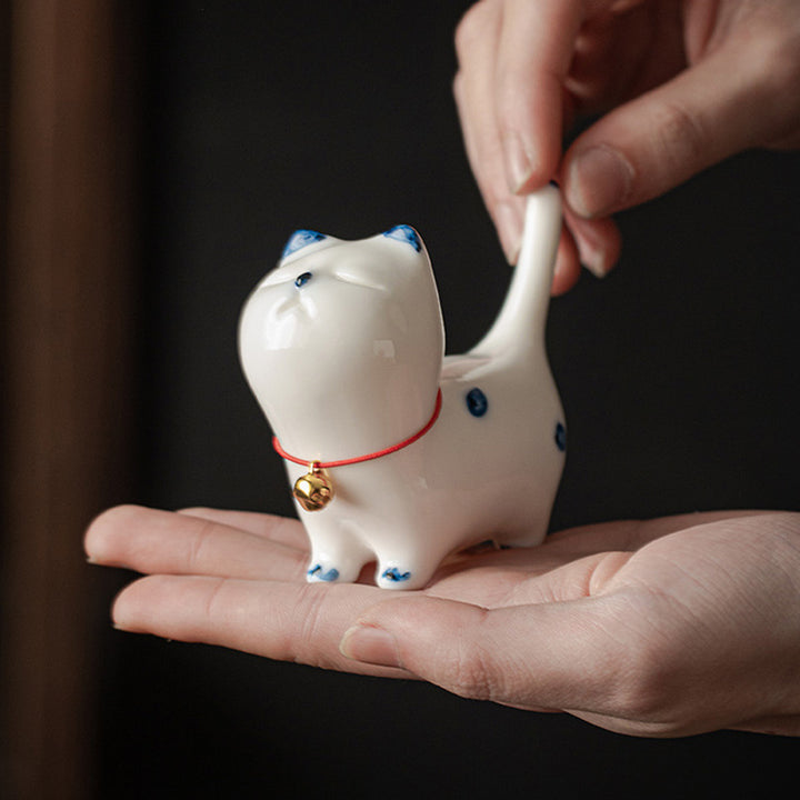 Figurine de Buddha Stones porte-bonheur en céramique en forme de chat blanc porte-bonheur en forme de chaton - image 11