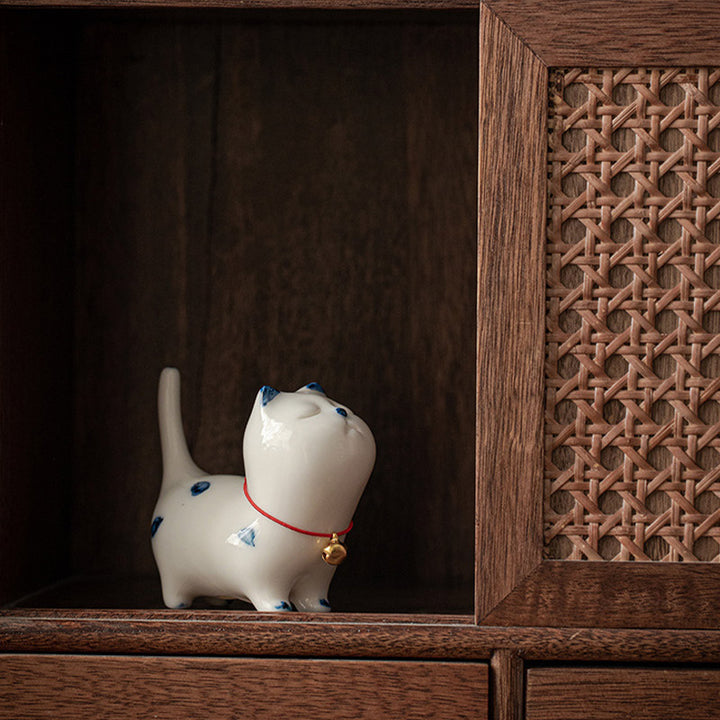 Figurine de Buddha Stones porte-bonheur en céramique en forme de chat blanc porte-bonheur en forme de chaton - image 4
