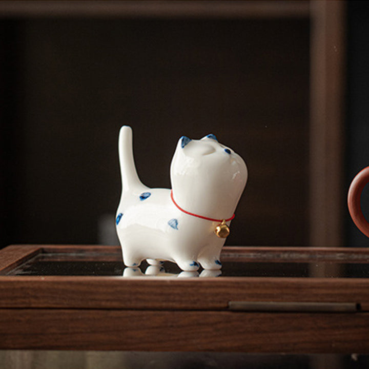 Figurine de Buddha Stones porte-bonheur en céramique en forme de chat blanc porte-bonheur en forme de chaton - image 7