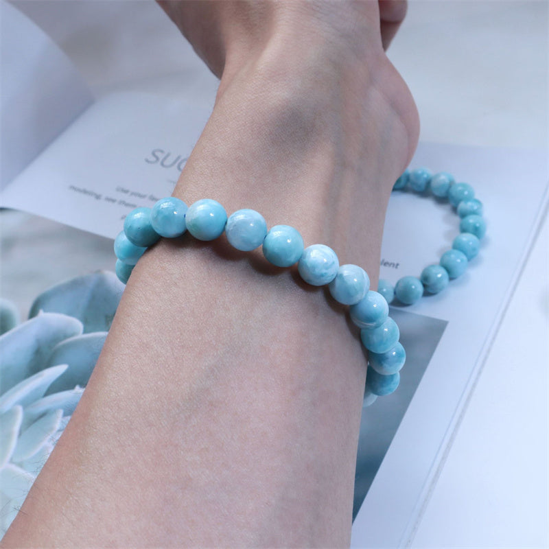 Bracelet de confiance en sagesse et en larimar naturel Buddha Stones