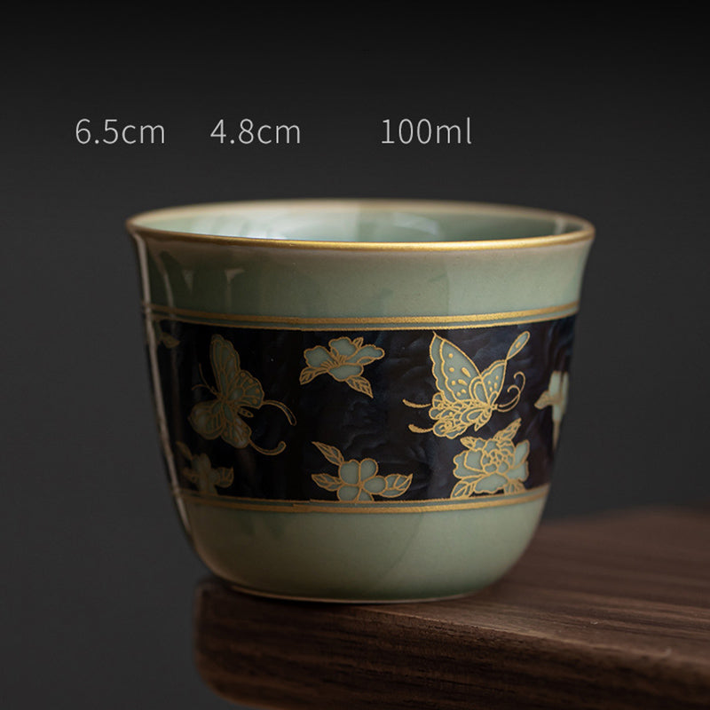 Buddha Stones Papillon Fleur Lotus Koi Poisson Fleur de Prunier Tasse à Thé en Céramique Tasse à Thé Kung Fu 100 ml