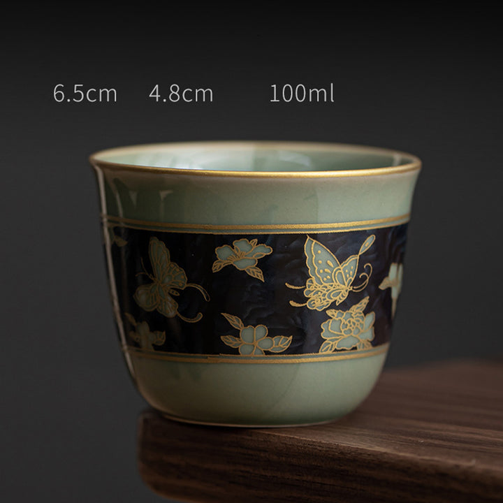 Buddha Stones Papillon Fleur Lotus Koi Poisson Fleur de Prunier Tasse à Thé en Céramique Tasse à Thé Kung Fu 100 ml