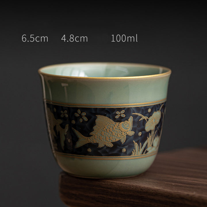 Buddha Stones Papillon Fleur Lotus Koi Poisson Fleur de Prunier Tasse à Thé en Céramique Tasse à Thé Kung Fu 100 ml