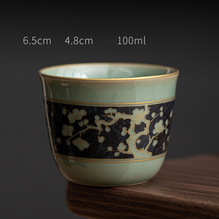Buddha Stones Papillon Fleur Lotus Koi Poisson Fleur de Prunier Tasse à Thé en Céramique Tasse à Thé Kung Fu 100 ml