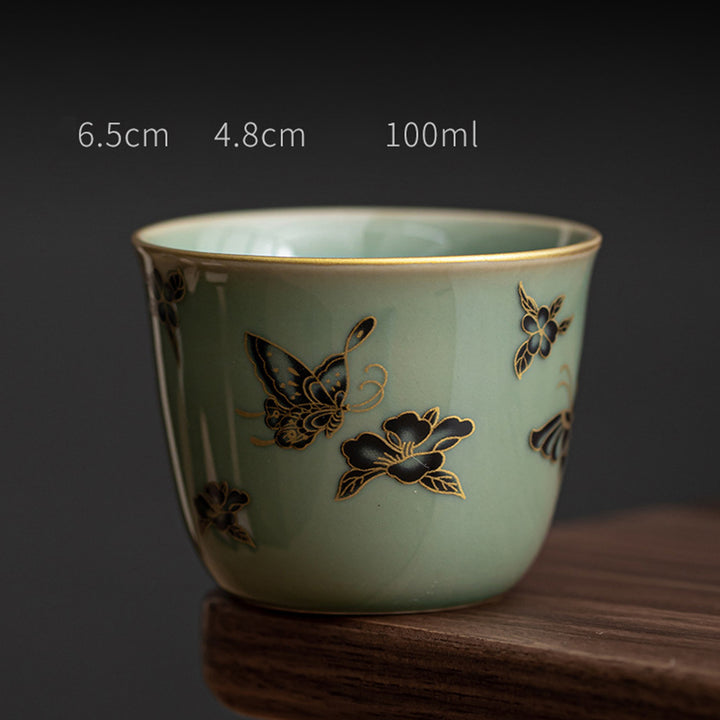 Buddha Stones Papillon Fleur Lotus Koi Poisson Fleur de Prunier Tasse à Thé en Céramique Tasse à Thé Kung Fu 100 ml