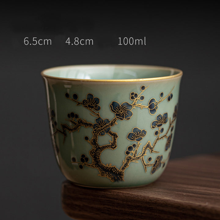 Buddha Stones Papillon Fleur Lotus Koi Poisson Fleur de Prunier Tasse à Thé en Céramique Tasse à Thé Kung Fu 100 ml