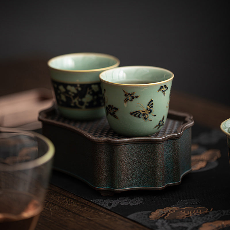 Buddha Stones Papillon Fleur Lotus Koi Poisson Fleur de Prunier Tasse à Thé en Céramique Tasse à Thé Kung Fu 100 ml