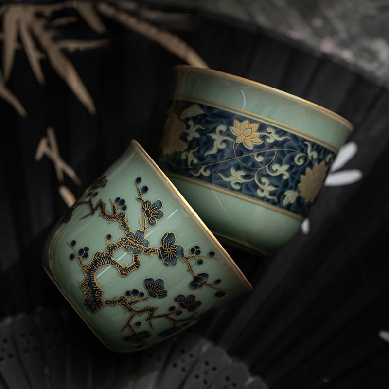 Buddha Stones Papillon Fleur Lotus Koi Poisson Fleur de Prunier Tasse à Thé en Céramique Tasse à Thé Kung Fu 100 ml