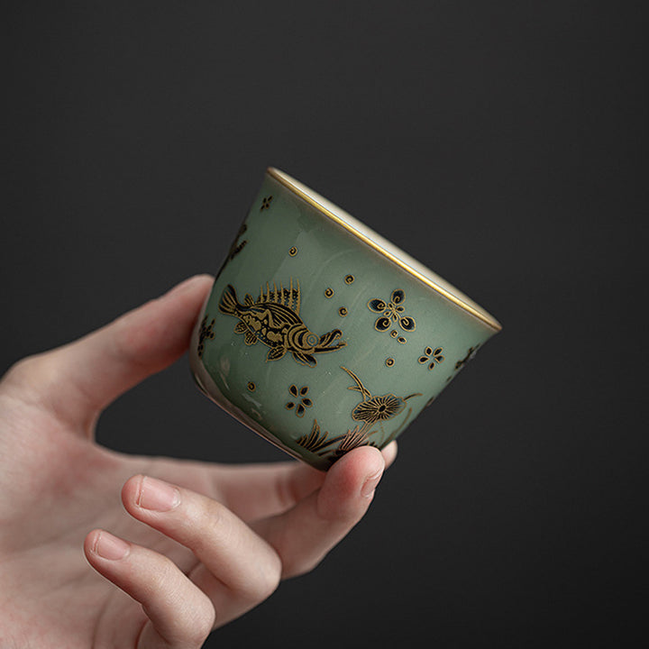 Buddha Stones Papillon Fleur Lotus Koi Poisson Fleur de Prunier Tasse à Thé en Céramique Tasse à Thé Kung Fu 100 ml