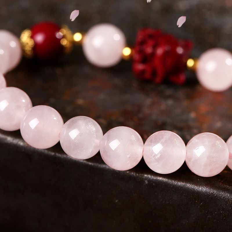 Bracelet d'amour renard à neuf queues en cristal rose naturel de Buddha Stones Cinabre - image 3