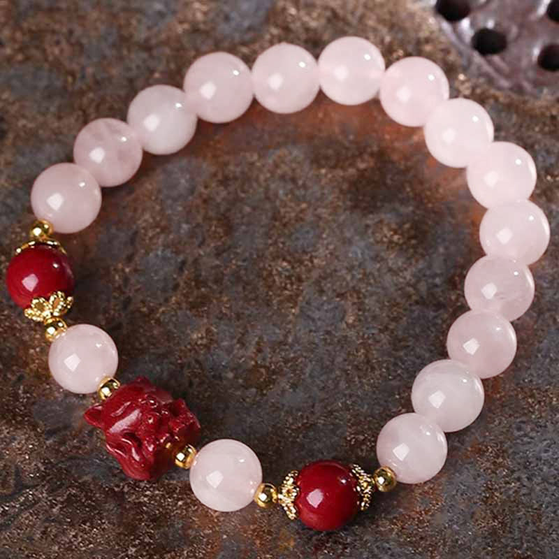 Bracelet d'amour renard à neuf queues en cristal rose naturel de Buddha Stones Cinabre - image 2