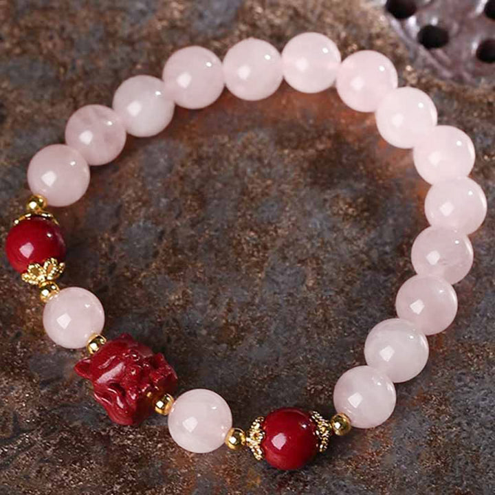 Bracelet d'amour renard à neuf queues en cristal rose naturel de Buddha Stones Cinabre - image 2