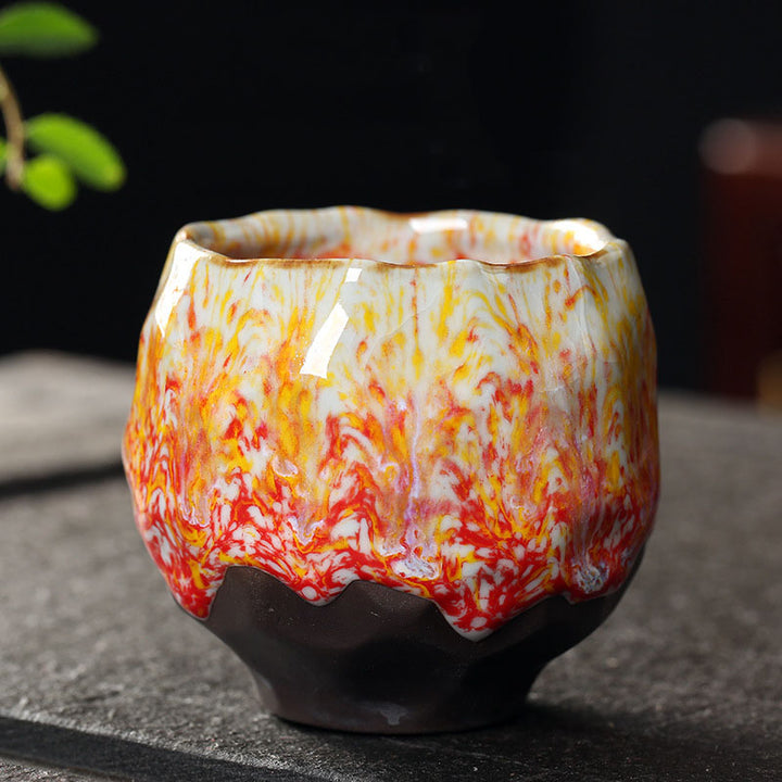 Buddha Stones Orange Rouge Vert Jaune Tasse à Thé en Céramique Tasse à Thé Kung Fu