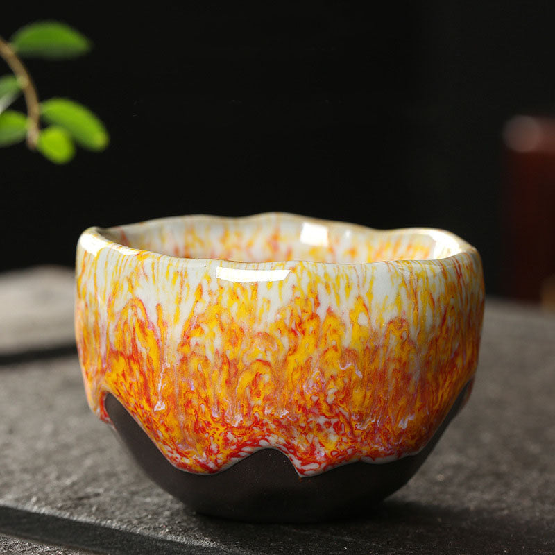 Buddha Stones Orange Rouge Vert Jaune Tasse à Thé en Céramique Tasse à Thé Kung Fu