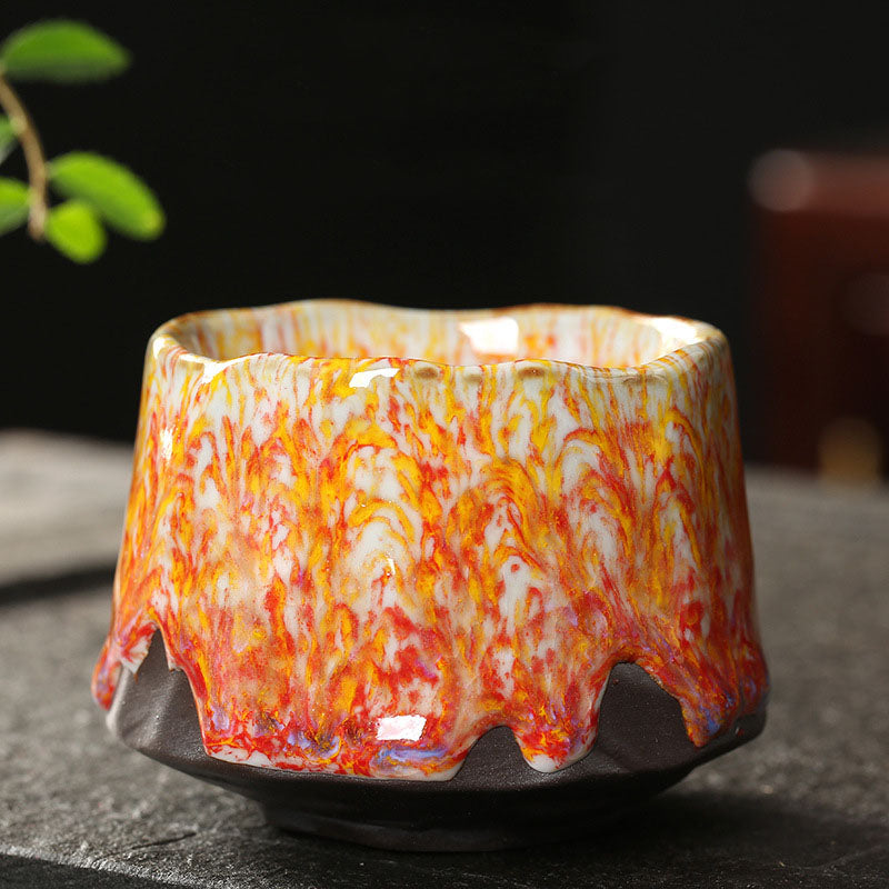Buddha Stones Orange Rouge Vert Jaune Tasse à Thé en Céramique Tasse à Thé Kung Fu