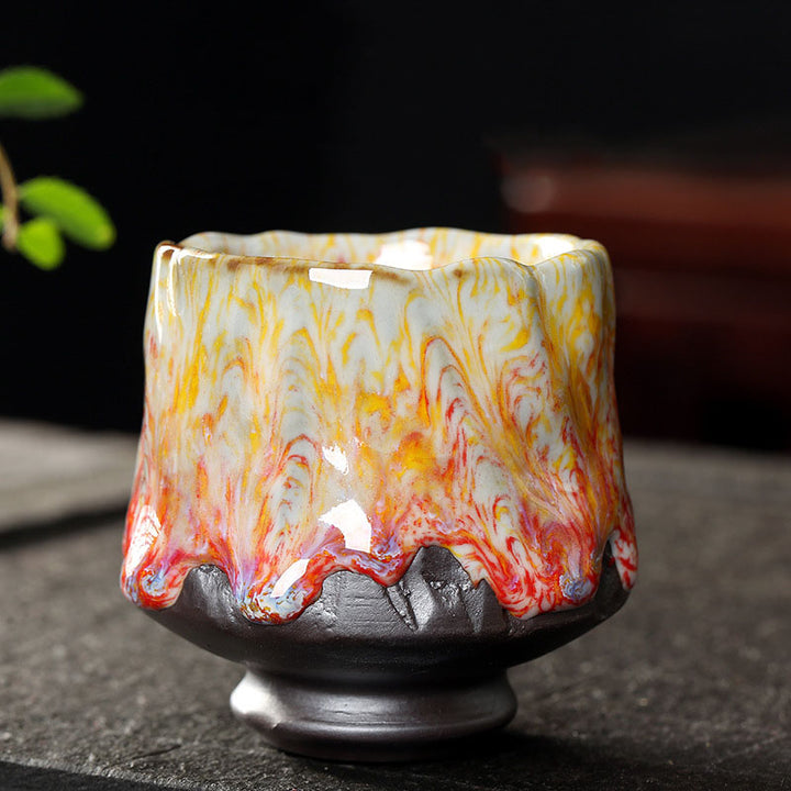 Buddha Stones Orange Rouge Vert Jaune Tasse à Thé en Céramique Tasse à Thé Kung Fu