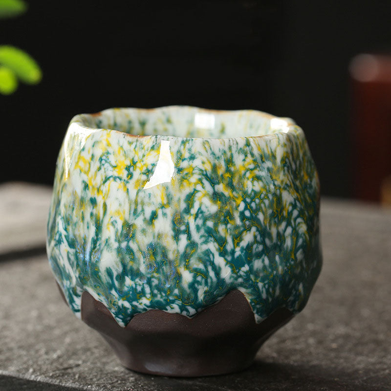 Buddha Stones Orange Rouge Vert Jaune Tasse à Thé en Céramique Tasse à Thé Kung Fu