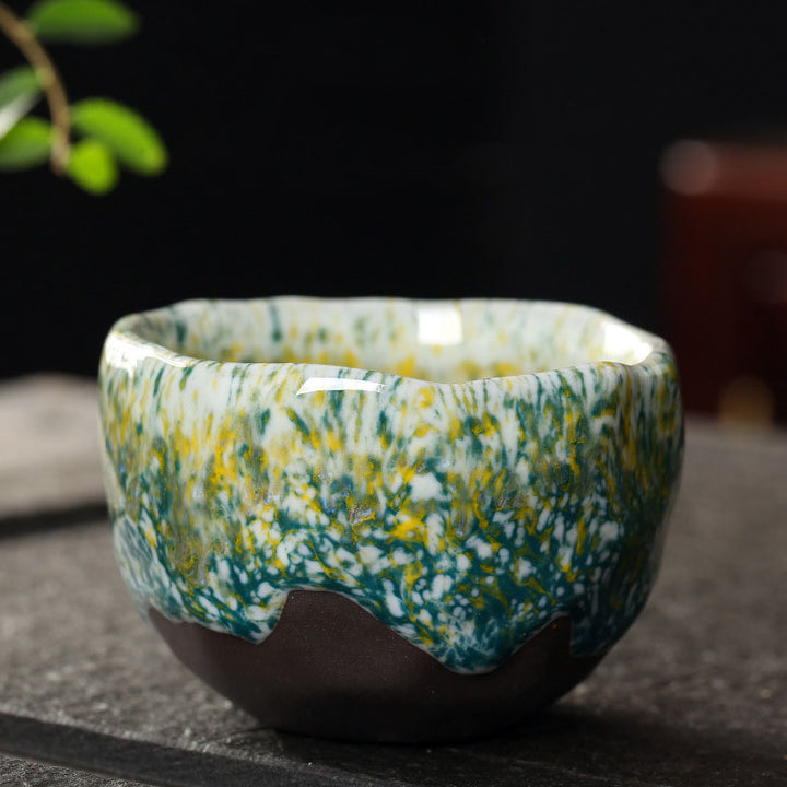 Buddha Stones Orange Rouge Vert Jaune Tasse à Thé en Céramique Tasse à Thé Kung Fu