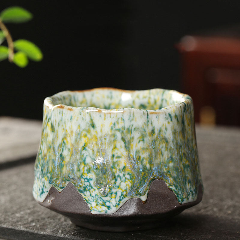 Buddha Stones Orange Rouge Vert Jaune Tasse à Thé en Céramique Tasse à Thé Kung Fu