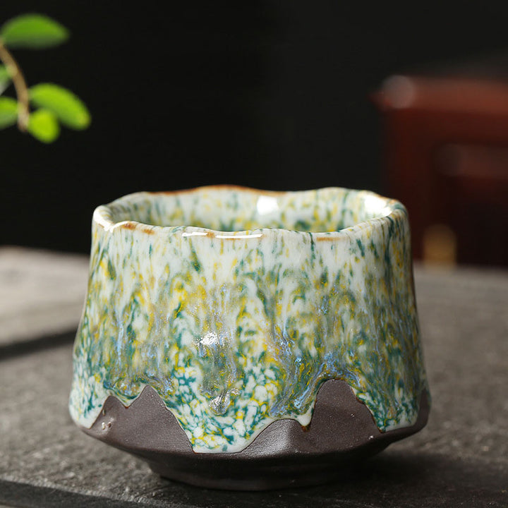 Buddha Stones Orange Rouge Vert Jaune Tasse à Thé en Céramique Tasse à Thé Kung Fu