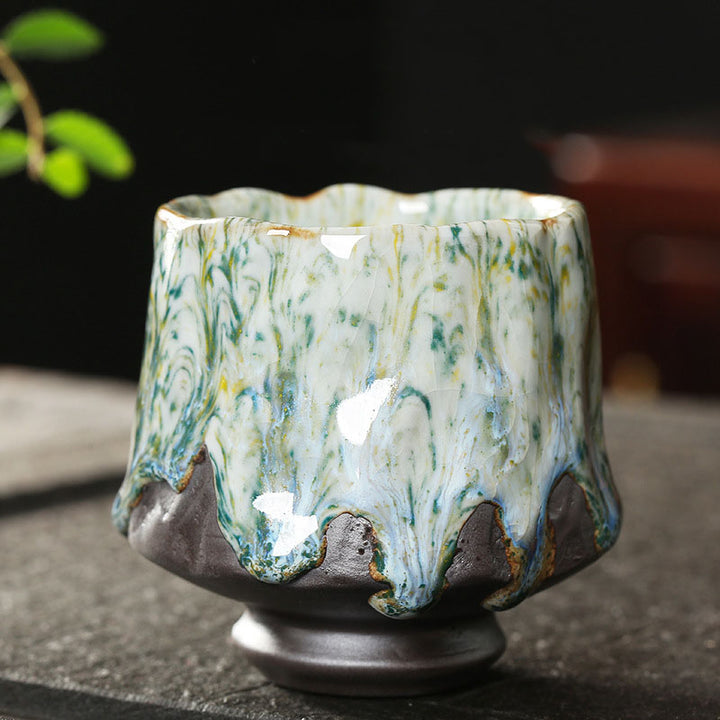 Buddha Stones Orange Rouge Vert Jaune Tasse à Thé en Céramique Tasse à Thé Kung Fu