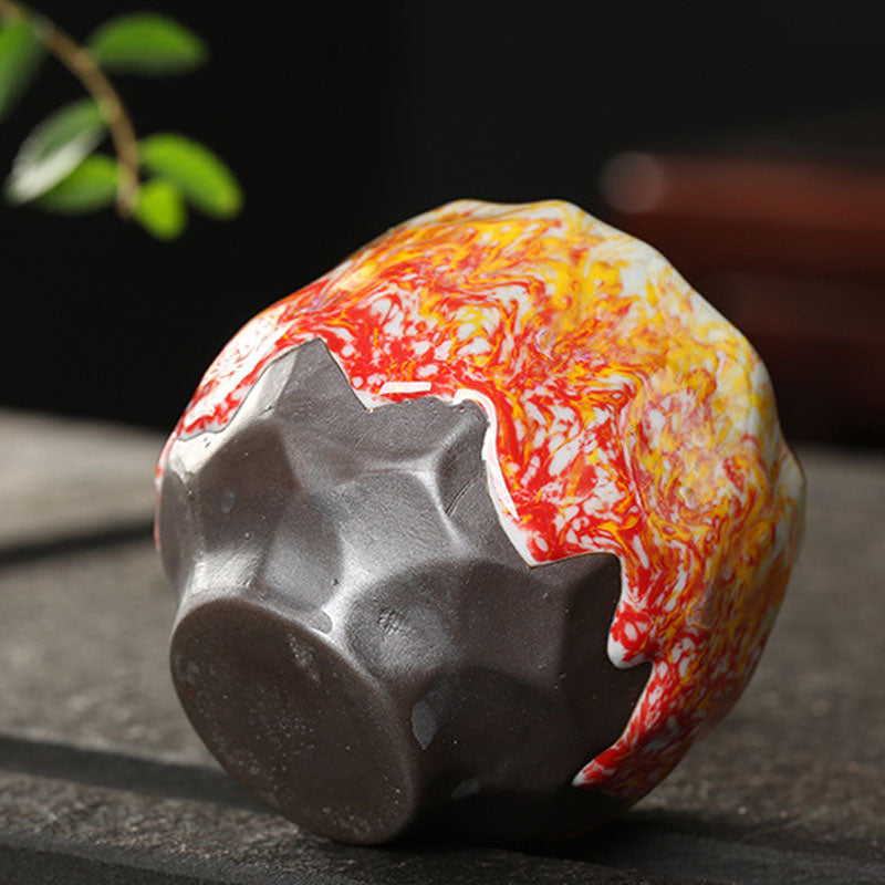 Buddha Stones Orange Rouge Vert Jaune Tasse à Thé en Céramique Tasse à Thé Kung Fu