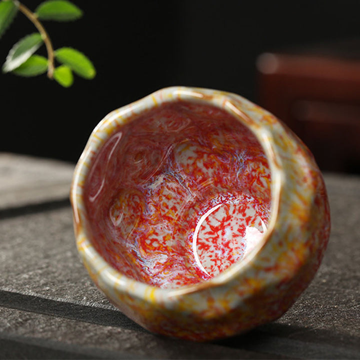Buddha Stones Orange Rouge Vert Jaune Tasse à Thé en Céramique Tasse à Thé Kung Fu