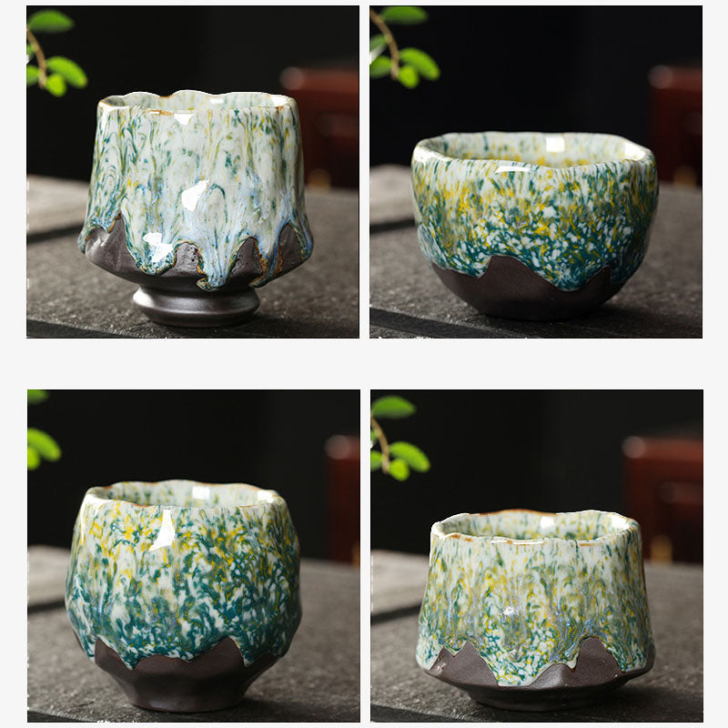 Buddha Stones Orange Rouge Vert Jaune Tasse à Thé en Céramique Tasse à Thé Kung Fu