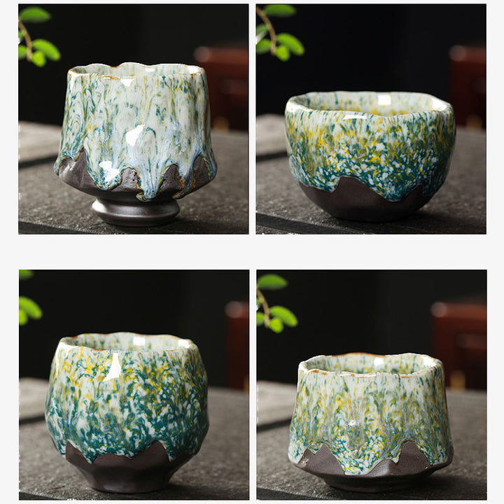 Buddha Stones Orange Rouge Vert Jaune Tasse à Thé en Céramique Tasse à Thé Kung Fu