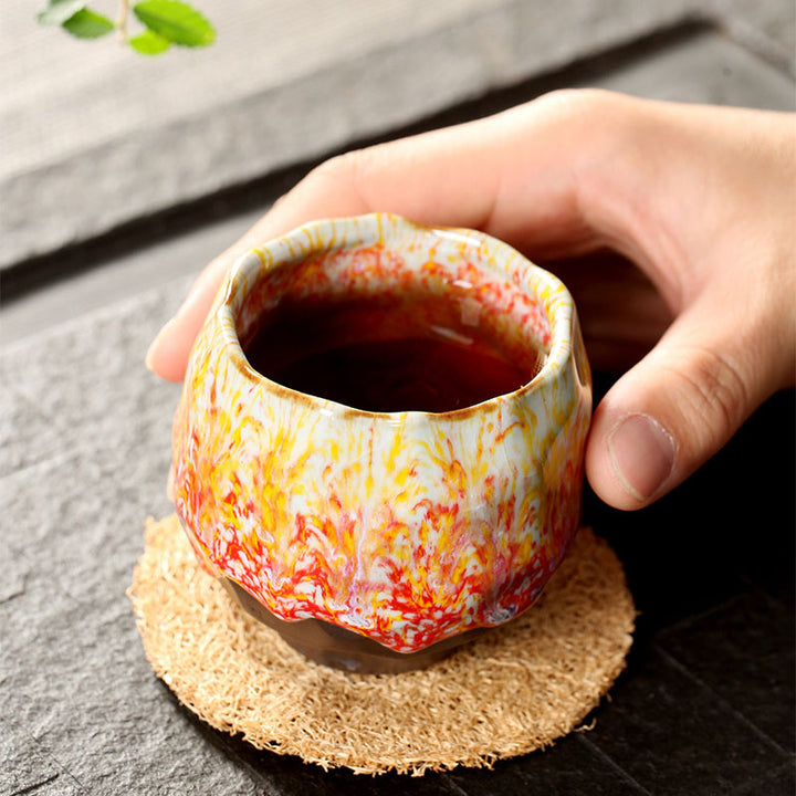 Buddha Stones Orange Rouge Vert Jaune Tasse à Thé en Céramique Tasse à Thé Kung Fu